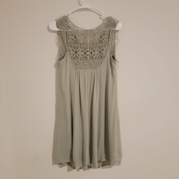 Altard State Dress Mini Green Trapeze And Swing Boho Floral Fringe Gauze Dress - Picture 2 of 6